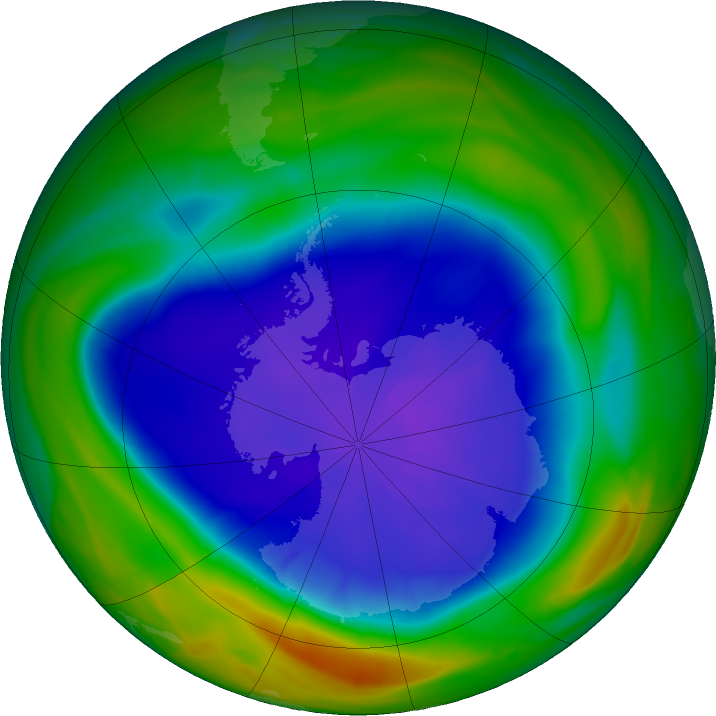 Antarctic ozone map for 19 September 2021